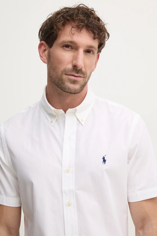 Хлопковая рубашка Polo Ralph Lauren бежевый 710945315