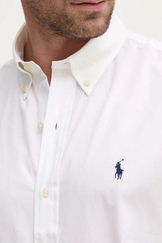 Хлопковая рубашка Polo Ralph Lauren 710945315 бежевый