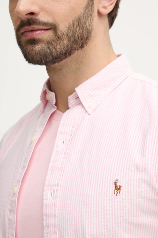 Хлопковая рубашка Polo Ralph Lauren 710953710 розовый SS25