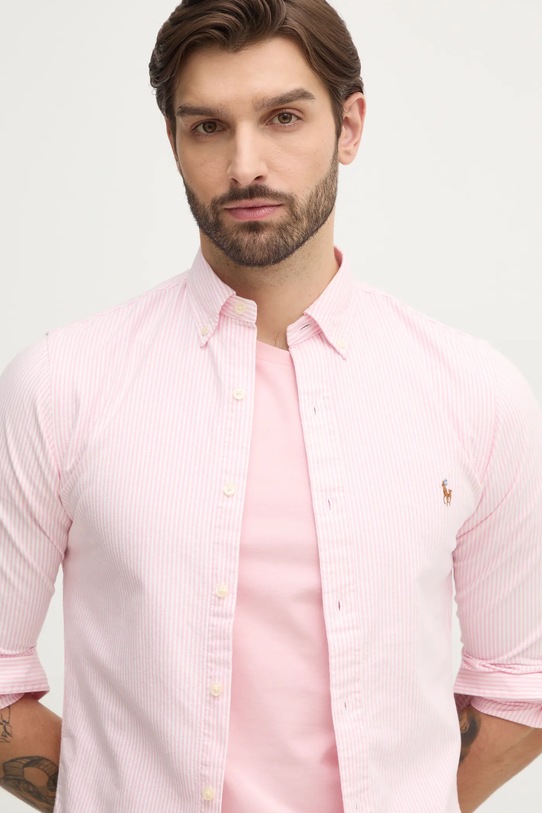Хлопковая рубашка Polo Ralph Lauren 710953710 розовый