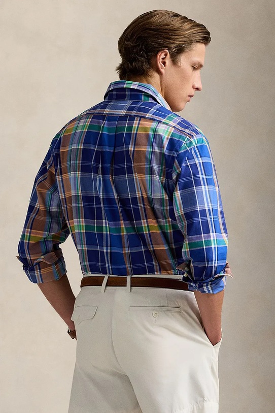 Polo Ralph Lauren camasa din bumbac 710960639 albastru SS25