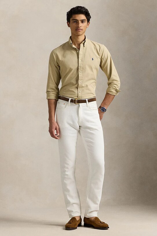 Oblečenie Bavlnená košeľa Polo Ralph Lauren 710960643 béžová