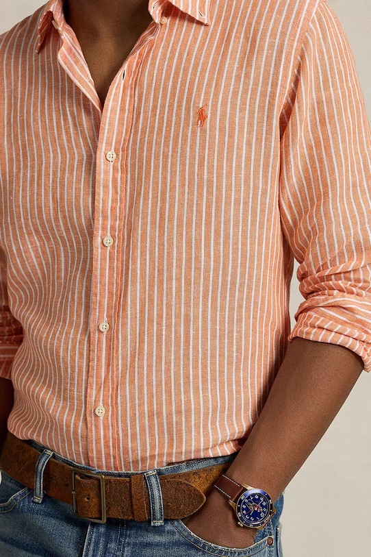 Льняная рубашка Polo Ralph Lauren оранжевый 710961264