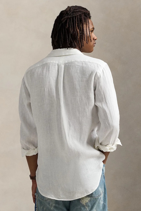 Lanena srajca Polo Ralph Lauren 710966295 bela SS25