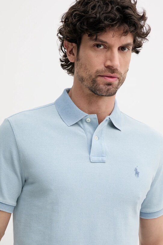 Bavlněné polo tričko Polo Ralph Lauren modrá 710970582
