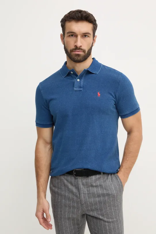 Bavlněné polo tričko Polo Ralph Lauren slim modrá 710970582