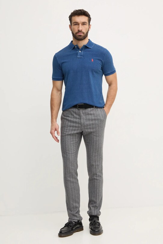 Бавовняне поло Polo Ralph Lauren 710970582 блакитний SS25