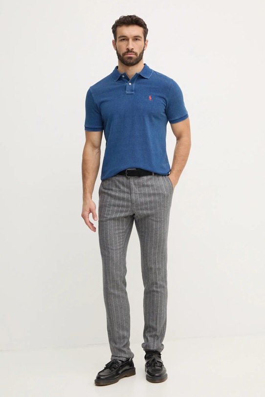 Bavlněné polo tričko Polo Ralph Lauren 710970582 modrá SS25