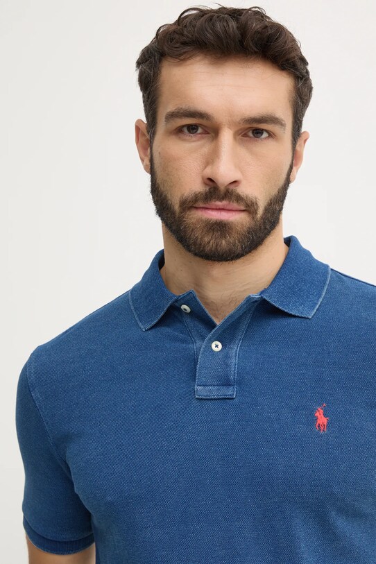 Бавовняне поло Polo Ralph Lauren блакитний 710970582