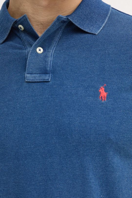 Βαμβακερό μπλουζάκι πόλο Polo Ralph Lauren 710970582 μπλε