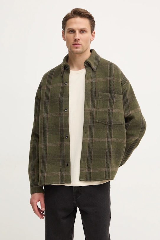 Won Hundred camasa din lana cu modele verde 3429.14271