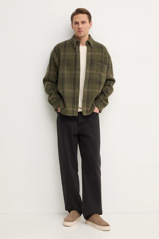 Won Hundred camasa din lana 3429.14271 verde SS25