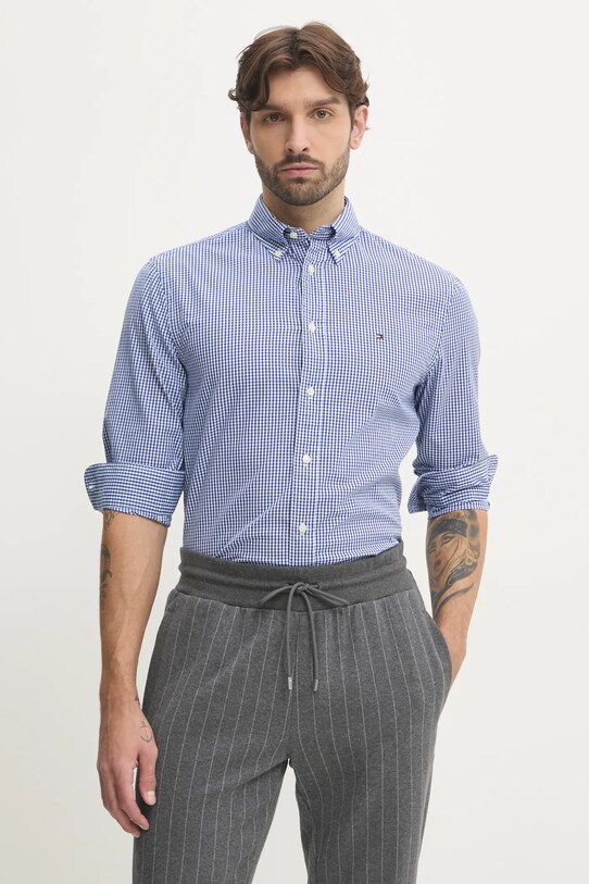 Bavlněná košile Tommy Hilfiger regular námořnická modř MW0MW37548