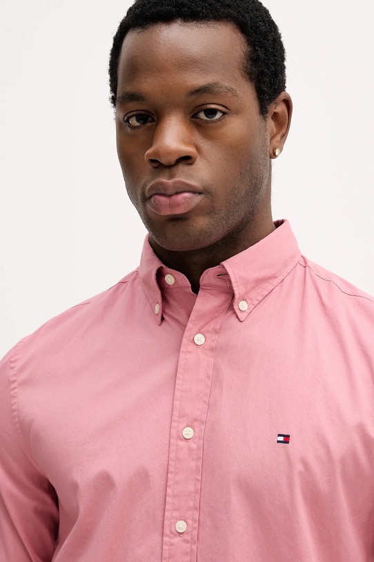 Хлопковая рубашка Tommy Hilfiger розовый MW0MW37550