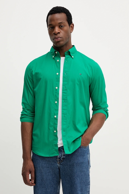 Tommy Hilfiger koszula bawełniana zielony MW0MW37550