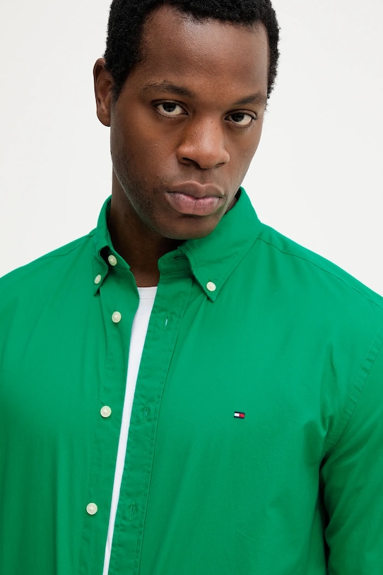 Tommy Hilfiger koszula bawełniana zielony MW0MW37550