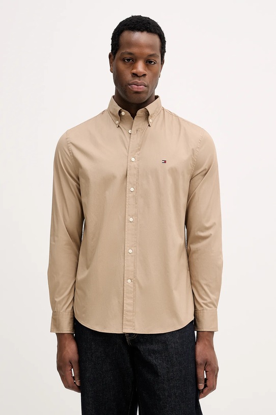 Хлопковая рубашка Tommy Hilfiger бежевый MW0MW37550