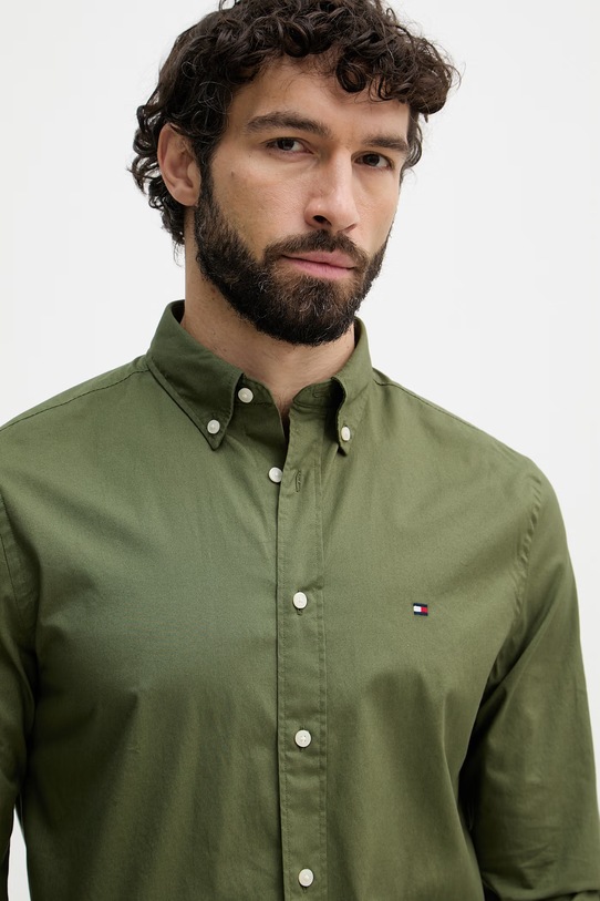 Tommy Hilfiger košulja za muškarce od pamuka zelena MW0MW37550