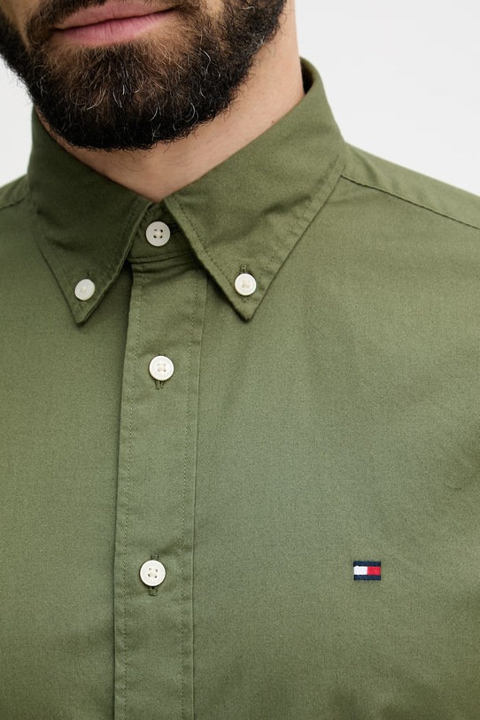Tommy Hilfiger košulja za muškarce od pamuka MW0MW37550 zelena