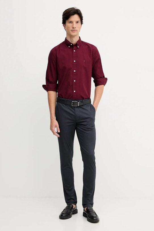 Tommy Hilfiger camicia in cotone MW0MW37550 granata AW25