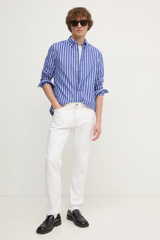 Bavlněná košile Tommy Hilfiger MW0MW37556 námořnická modř SS25