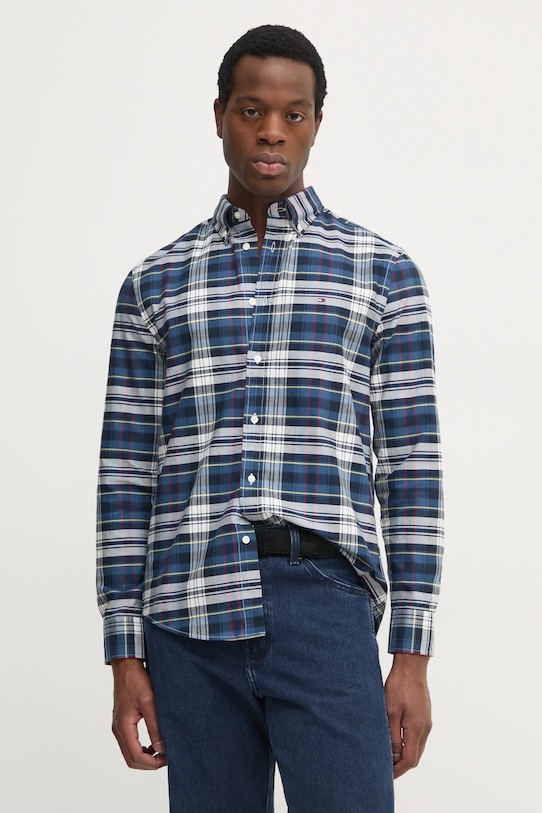 Bavlněná košile Tommy Hilfiger regular námořnická modř MW0MW37566