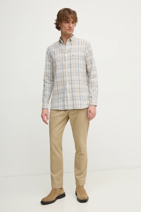 Tommy Hilfiger koszula z domieszką lnu MW0MW37573 beżowy SS25