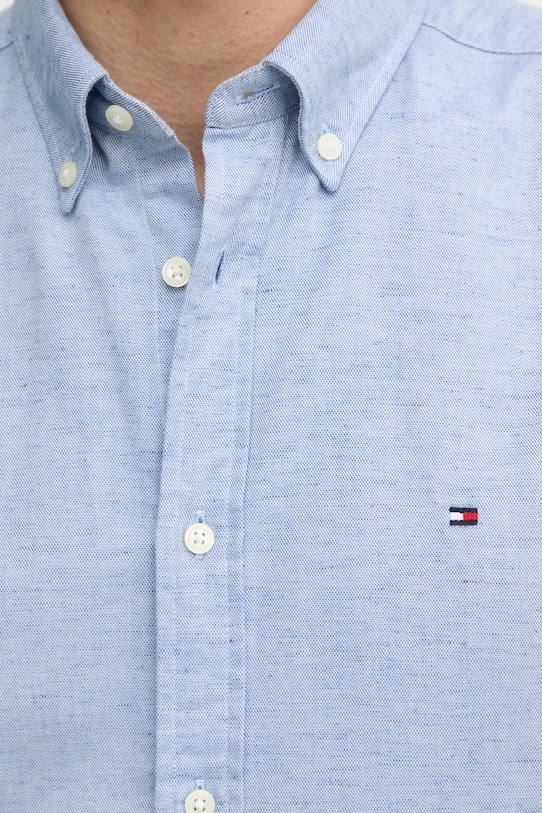 Сорочка з домішкою льону Tommy Hilfiger MW0MW37574 блакитний
