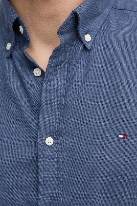 Košeľa s prímesou ľanu Tommy Hilfiger MW0MW37574 modrá