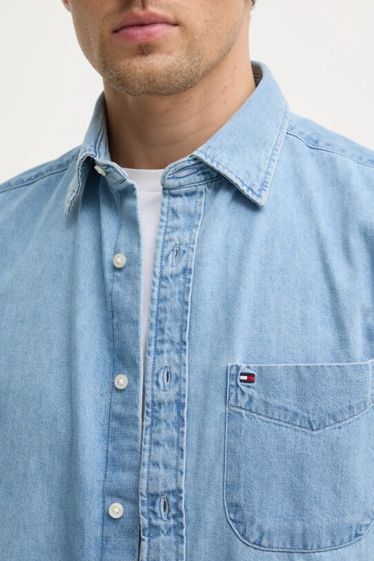 Tommy Hilfiger cămașă din denim MW0MW37581 albastru