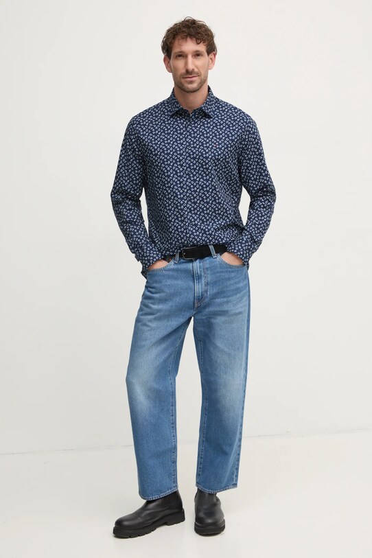 Îmbrăcăminte Tommy Hilfiger cămașă din bumbac MW0MW37594 bleumarin