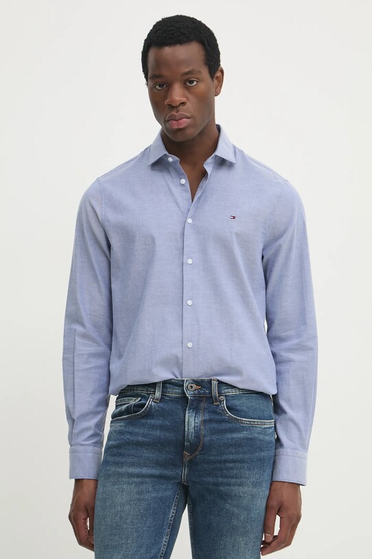 Хлопковая рубашка Tommy Hilfiger casual голубой MW0MW37597