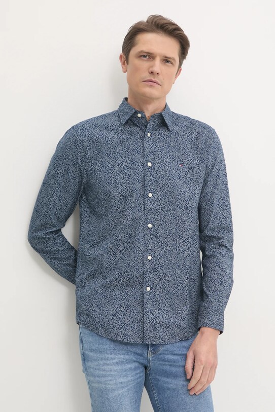 Бавовняна сорочка Tommy Hilfiger візерунок темно-синій MW0MW38089