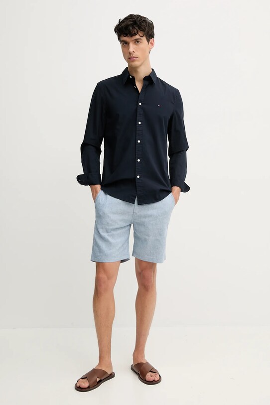 Bavlněná košile Tommy Hilfiger MW0MW38137 námořnická modř SS25