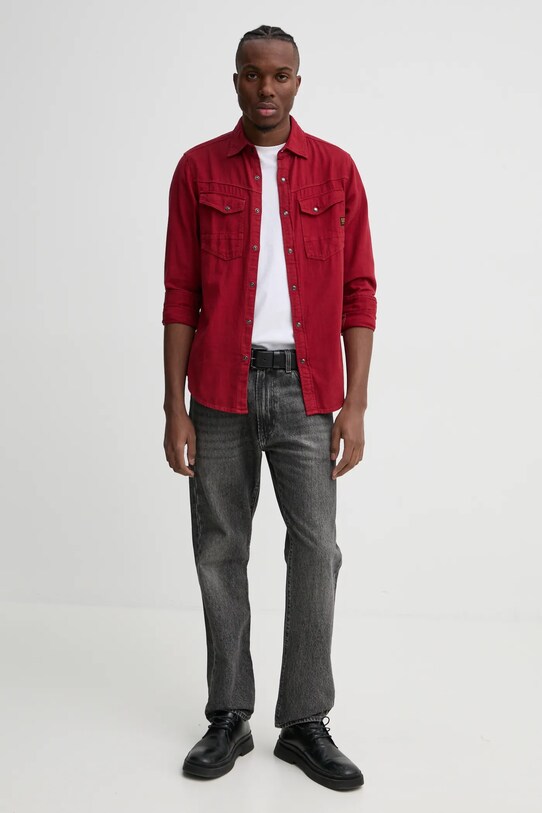 Хлопковая рубашка G-Star D25223.D454 красный SS25