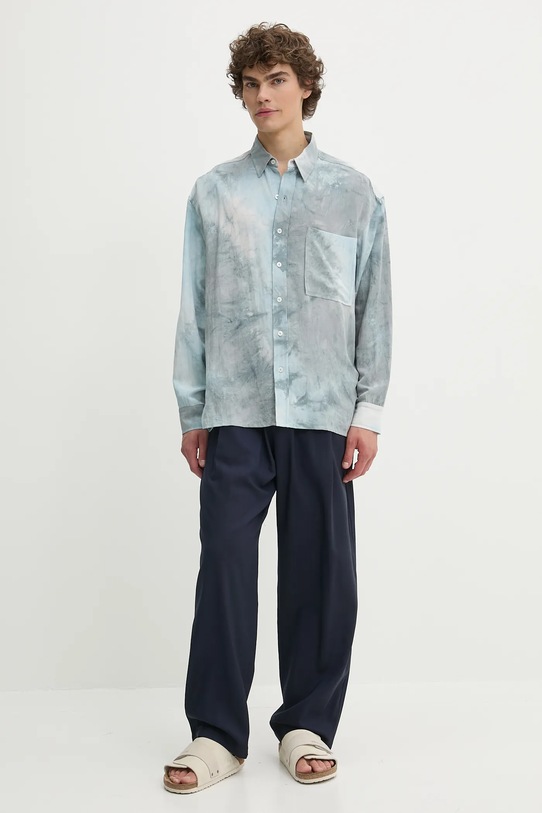 Πουκάμισο με μείγμα από λινό IRO MP18NARCISSE μπλε SS25