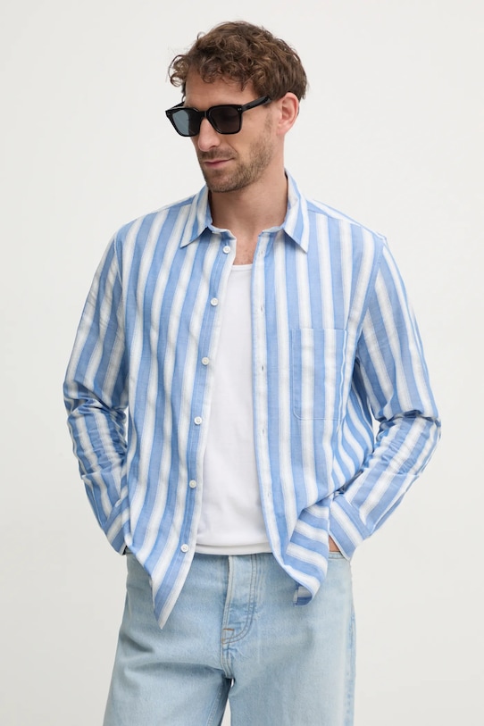 Samsoe Samsoe camasa din bumbac cu modele albastru M24400081