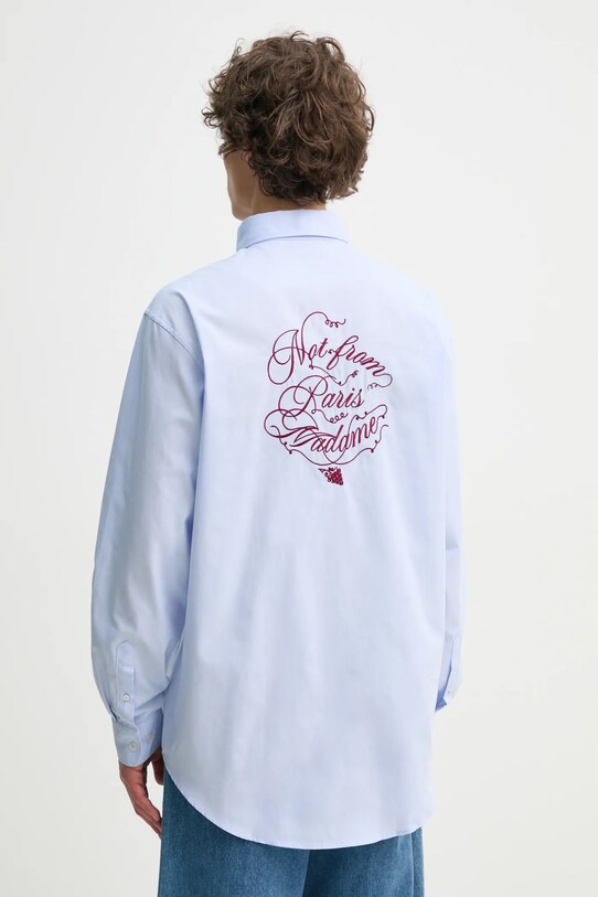 Odzież Drôle de Monsieur koszula bawełniana La Chemise Slogan Vignes F.SH199.CO116.LBE niebieski