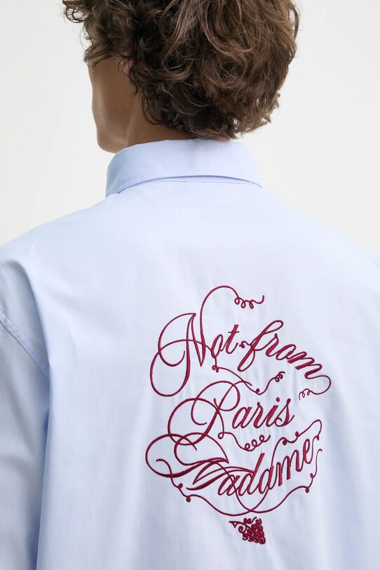 Drôle de Monsieur koszula bawełniana La Chemise Slogan Vignes niebieski F.SH199.CO116.LBE