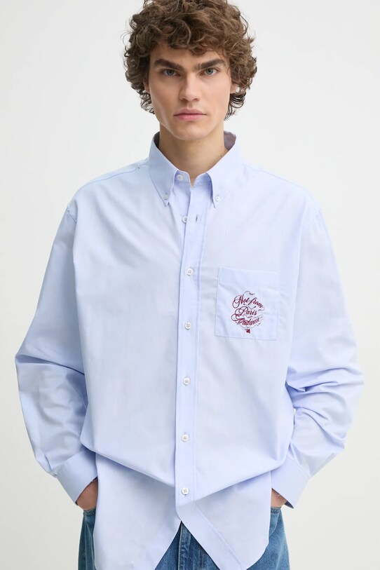 Хлопковая рубашка Drôle de Monsieur La Chemise Slogan Vignes F.SH199.CO116.LBE голубой