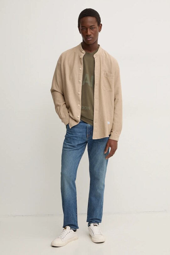 Bavlněná košile Marc O'Polo 5000005770 béžová SS25