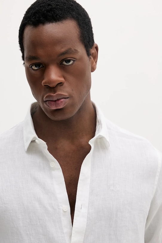 Ľanová košeľa Armani Exchange béžová XM001221.AF14619.NOS