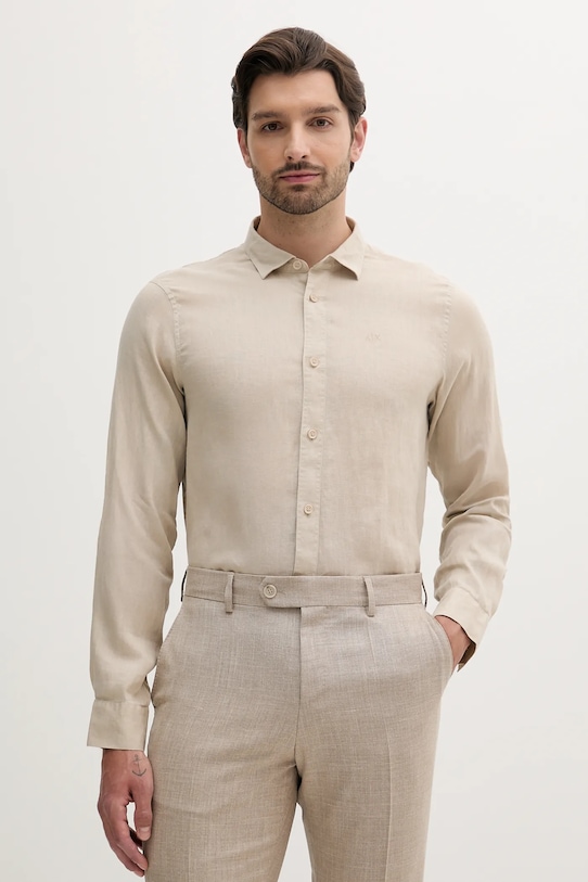 Armani Exchange cămașă de in lung bej XM001221.AF14619.NOS