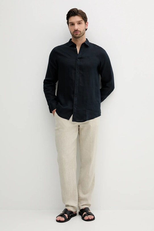 Armani Exchange koszula lniana XM001221.AF14619.NOS granatowy AA00