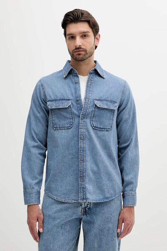 Jeans srajca Armani Exchange Brez vzorca modra XM001238.AF15123