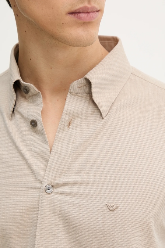 Сорочка з домішкою шовку Emporio Armani бежевий EM001527.AF14235