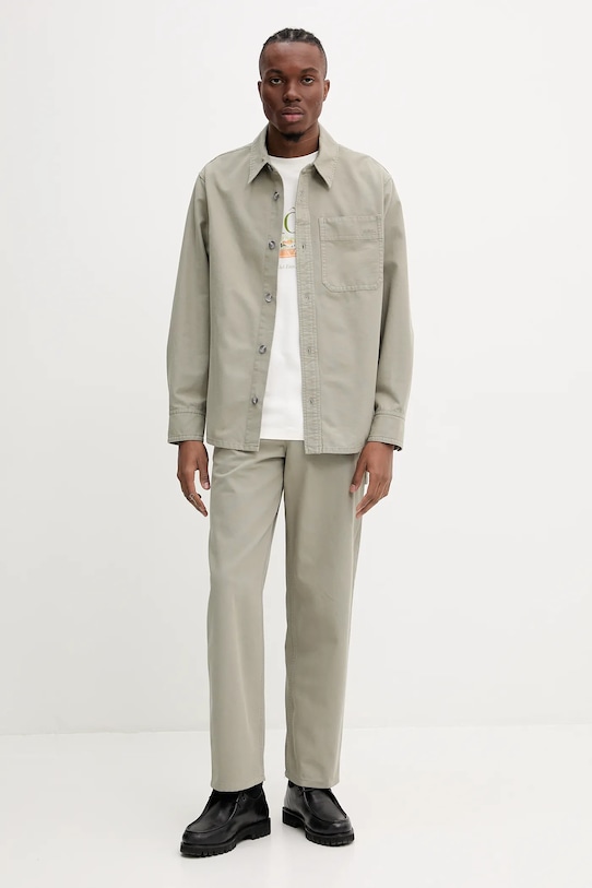 A.P.C. cămașă din bumbac surchemise basile brodee poitrine COGBJ.H02918 verde SS25