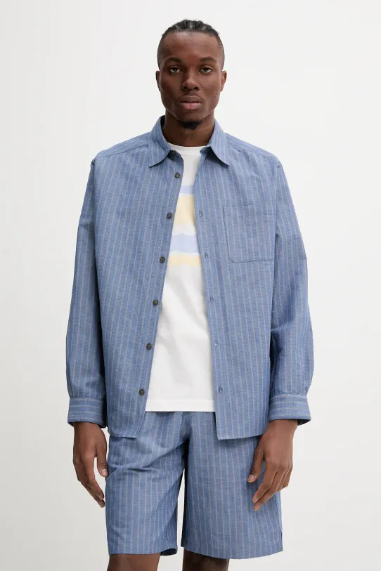 A.P.C. koszula z domieszką lnu chemise malo klasyczny niebieski COHFW.H12532