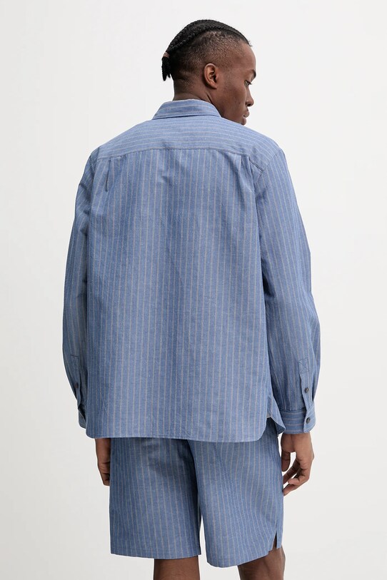 Odzież A.P.C. koszula z domieszką lnu chemise malo COHFW.H12532 niebieski