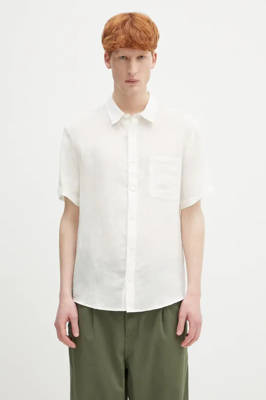 A.P.C. linen shirt chemisette bellini logo classic white LIAEK.H12551